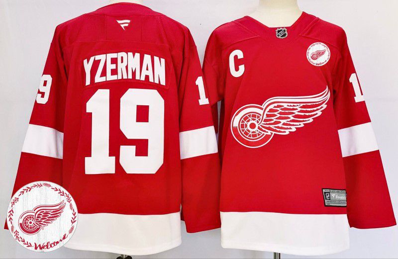 Men Detroit Red Wings 19 Yzerman Red Fanatics 2025 NHL Jersey style 2